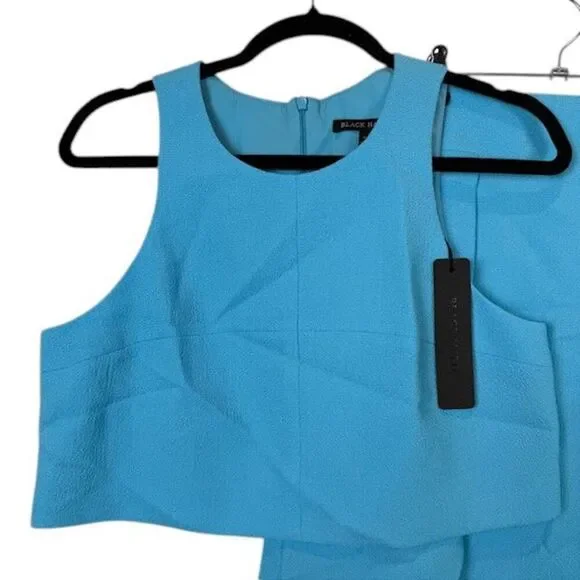 NEW! Black Halo Sanibel 2-Piece Mini Dress Crop Top & Skirt Size 8 Aqua - Picture 3 of 16